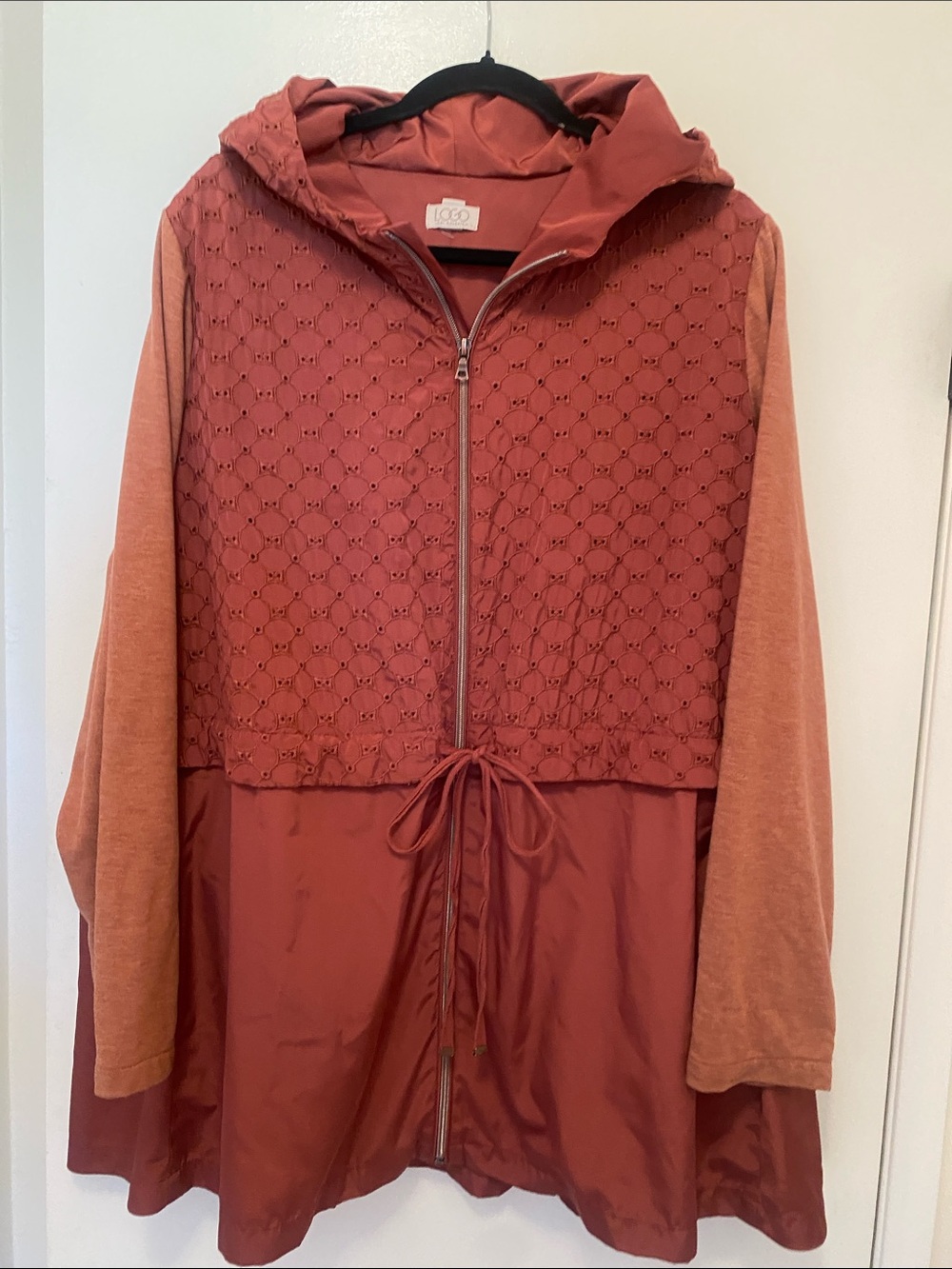 LOGO by Lori Goldstein Rust Hooded Zip Jacket 24W